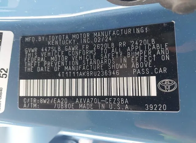 4T1T11AK8RU236946 2024 2024 Toyota Camry- SE 9