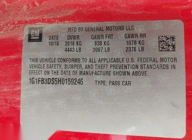 1G1FB3DS5H0159246 2017 2017 Chevrolet Camaro- 1LT 9