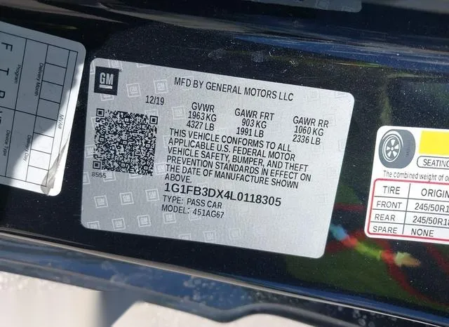 1G1FB3DX4L0118305 2020 2020 Chevrolet Camaro- Rwd  1Lt 9