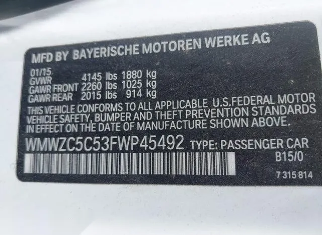 WMWZC5C53FWP45492 2015 2015 Mini Countryman- Cooper S 9