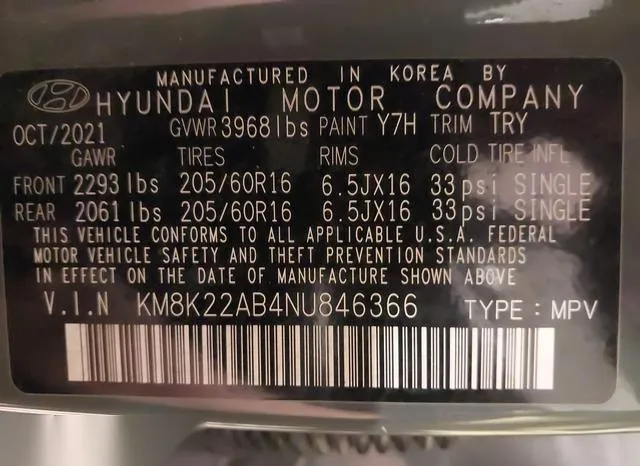 KM8K22AB4NU846366 2022 2022 Hyundai Kona- SE 9