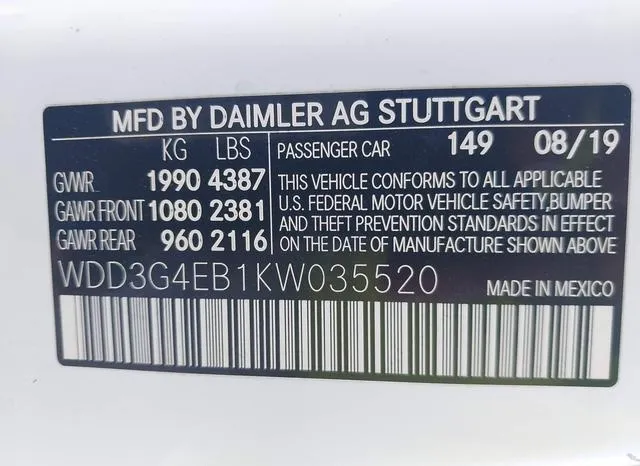 WDD3G4EB1KW035520 2019 2019 Mercedes-Benz A 220 9