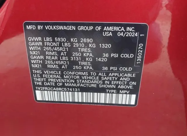 1V2FR2CA8RC574131 2024 2024 Volkswagen Atlas- 2-0T Sel Premi 9