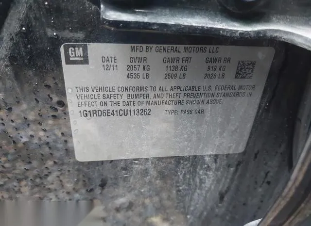 1G1RD6E41CU113262 2012 2012 Chevrolet Volt 9