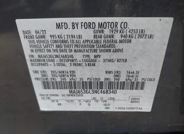 MAJ6S3GL3NC468340 2022 2022 Ford Ecosport- SE 9