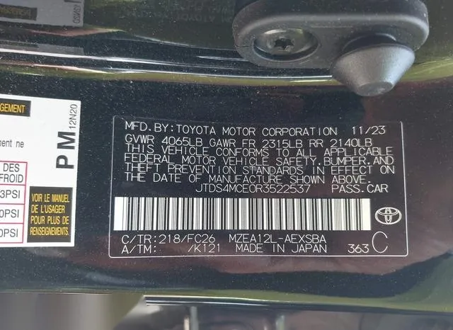 JTDS4MCE0R3522537 2024 2024 Toyota Corolla- SE 9