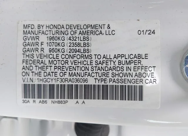 1HGCY1F30RA036096 2024 2024 Honda Accord- EX 9