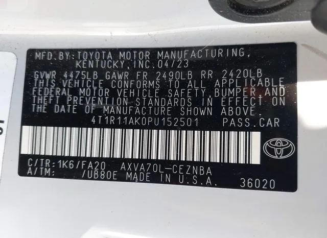 4T1R11AK0PU152501 2023 2023 Toyota Camry- LE 9