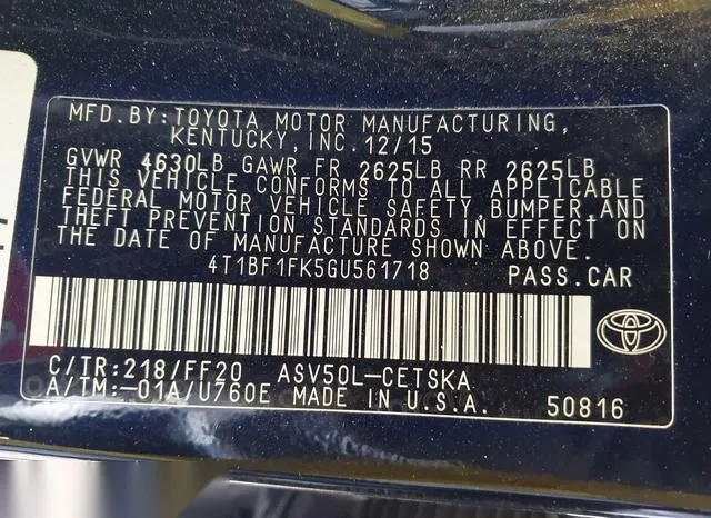 4T1BF1FK5GU561718 2016 2016 Toyota Camry- SE 9