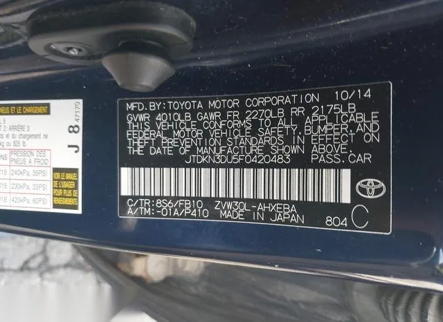 JTDKN3DU5F0420483 2015 2015 Toyota Prius- Two 9