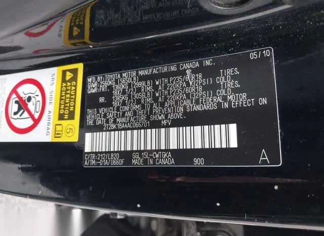 2T2BK1BA4AC066701 2010 2010 Lexus RX- 350 9