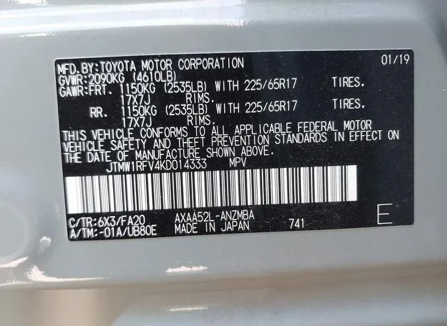 JTMW1RFV4KD014333 2019 2019 Toyota RAV4- Xle 9