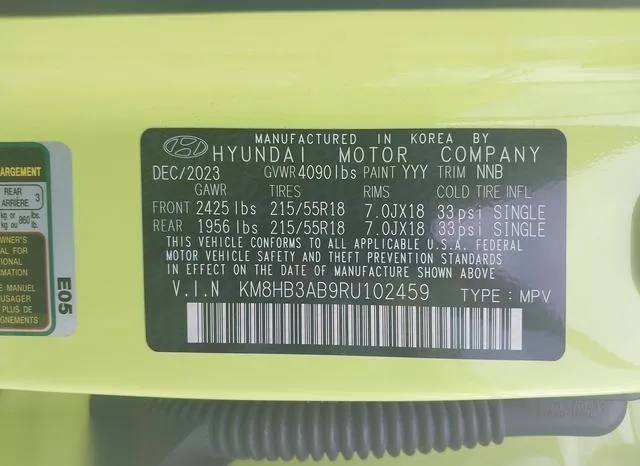 KM8HB3AB9RU102459 2024 2024 Hyundai Kona- Sel 9