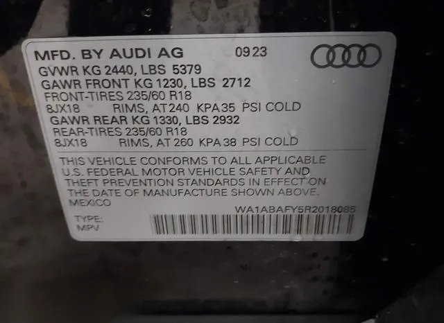 WA1ABAFY5R2018085 2024 2024 Audi Q5- Premium 40 Tfsi Quattro 9