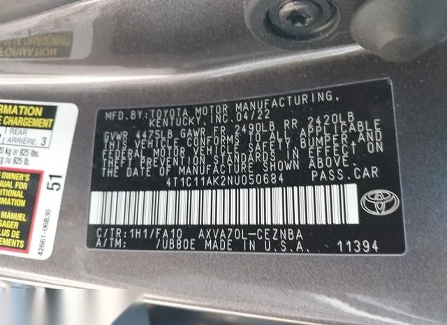 4T1C11AK2NU050684 2022 2022 Toyota Camry- LE 9