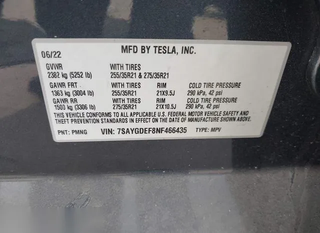 7SAYGDEF8NF466435 2022 2022 Tesla Model Y- Performance Dual  9