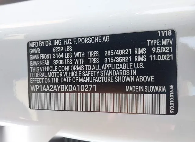 WP1AA2AY8KDA10271 2019 2019 Porsche Cayenne 9