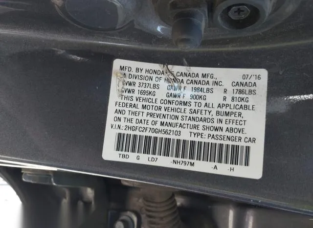 2HGFC2F70GH562103 2016 2016 Honda Civic- EX 9