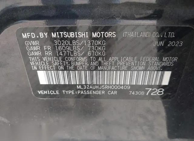 ML32AUHJ5RH000409 2024 2024 Mitsubishi Mirage- Es/Le 9