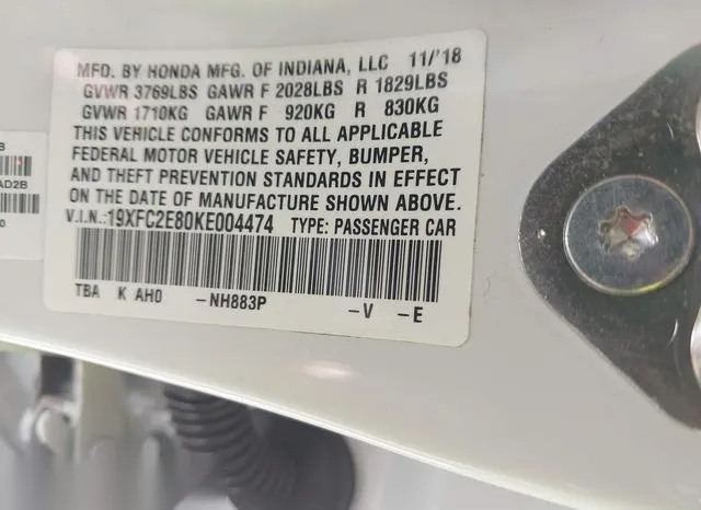 19XFC2E80KE004474 2019 2019 Honda Civic- Sport 9