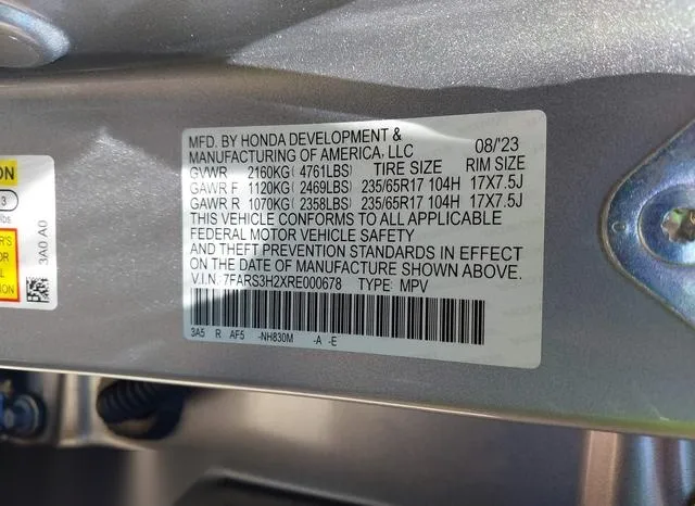 7FARS3H2XRE000678 2024 2024 Honda CR-V- Lx 2Wd 9