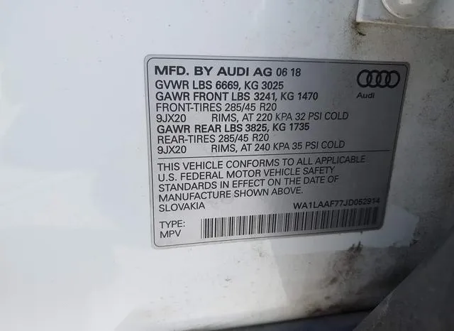 WA1LAAF77JD052914 2018 2018 Audi Q7- 3-0T Premium 9