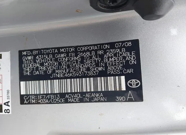 JTNBE46K593173837 2009 2009 Toyota Camry- Le/Se/Xle 9