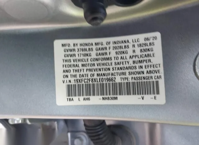 19XFC2F8XLE019662 2020 2020 Honda Civic- Sport 9