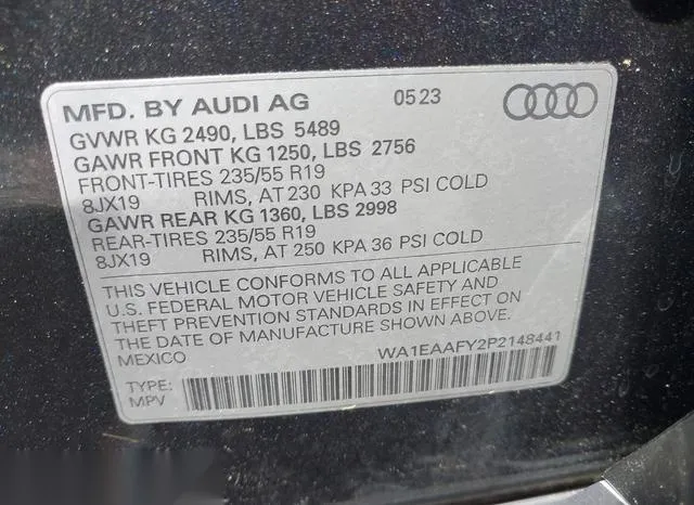 WA1EAAFY2P2148441 2023 2023 Audi Q5- Premium Plus 45 Tfsi S  9