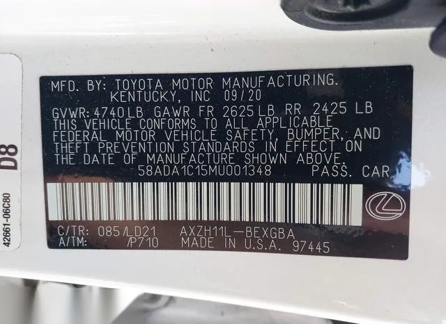 58ADA1C15MU001348 2021 2021 Lexus ES- 300H 9