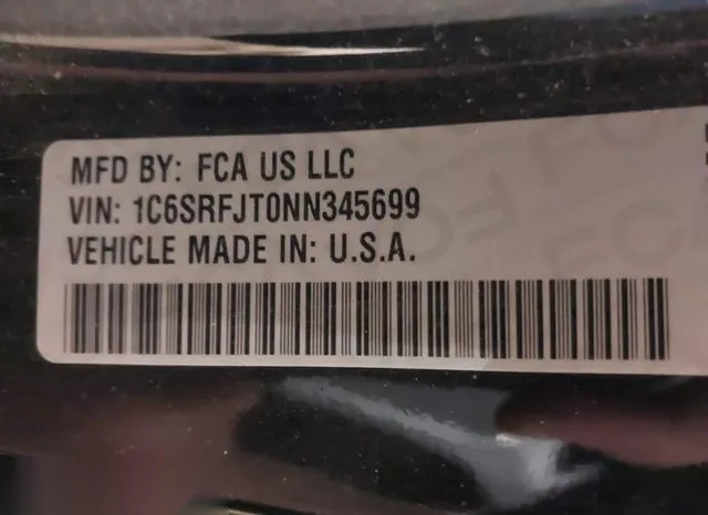 1C6SRFJT0NN345699 2022 2022 RAM 1500- Laramie  4X4 5-7 Box 9