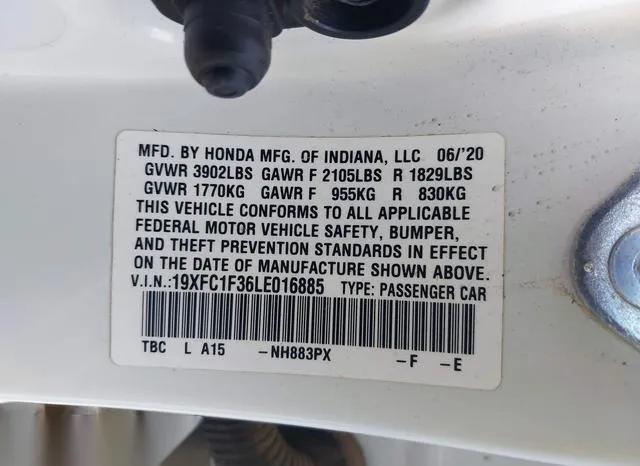 19XFC1F36LE016885 2020 2020 Honda Civic- EX 9