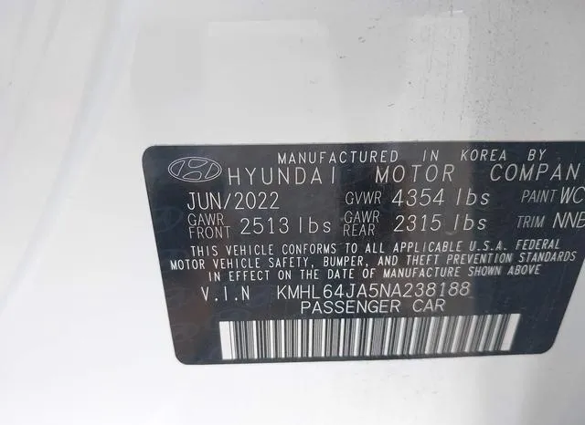 KMHL64JA5NA238188 2022 2022 Hyundai Sonata- Sel 9