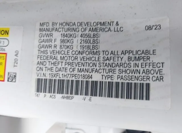 19XFL1H77PE018084 2023 2023 Honda Civic- Ex-L /Ex-L W/O Bsi 9