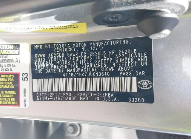 4T1BZ1HK7JU010640 2018 2018 Toyota Camry- Xse V6 9