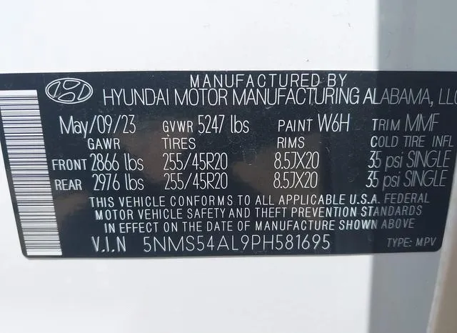 5NMS54AL9PH581695 2023 2023 Hyundai Santa Fe- Calligraphy 9