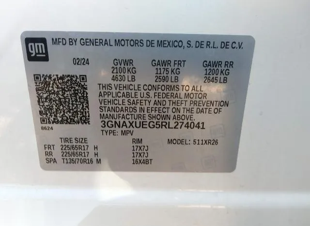 3GNAXUEG5RL274041 2024 2024 Chevrolet Equinox- Awd Lt 9