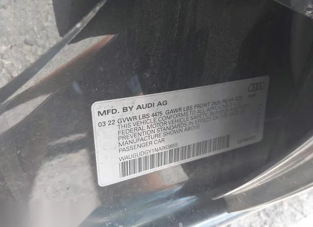 WAUGUDGY1NA063855 2022 2022 Audi A3- Premium 40 Tfsi Quattro 9