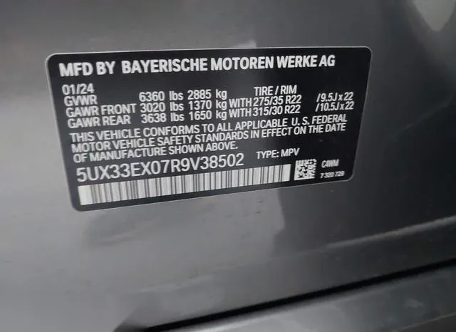 5UX33EX07R9V38502 2024 2024 BMW X6- Xdrive40I 9