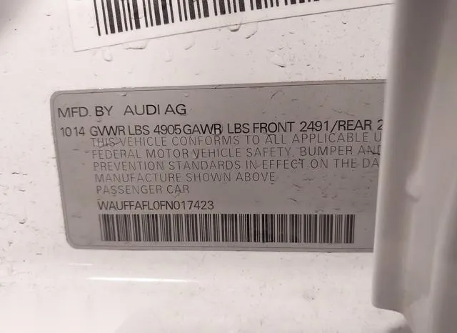 WAUFFAFL0FN017423 2015 2015 Audi A4- 2-0T Premium 9