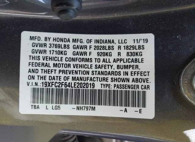 19XFC2F64LE202019 2020 2020 Honda Civic- LX 9