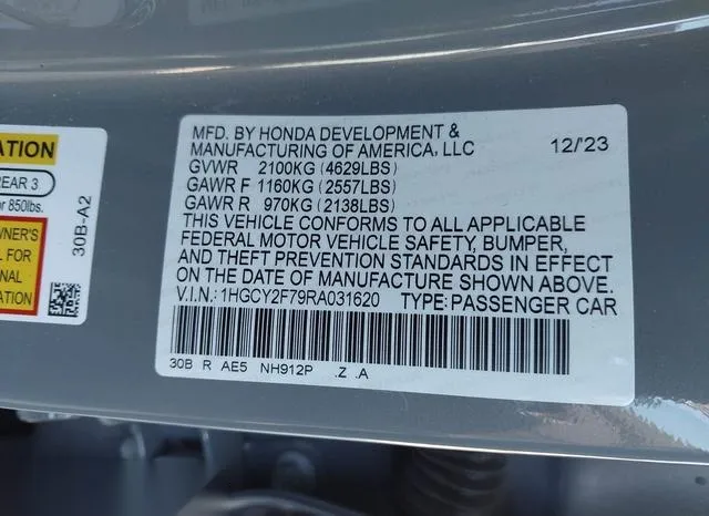 1HGCY2F79RA031620 2024 2024 Honda Accord- Hybrid Sport-L 9