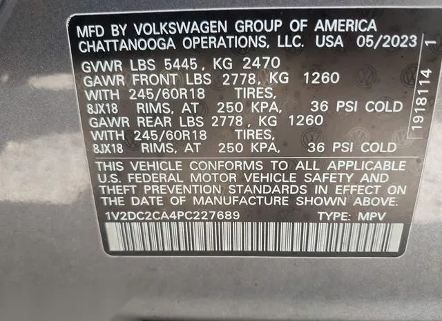 1V2DC2CA4PC227689 2023 2023 Volkswagen Atlas- Cross Sport 2 9