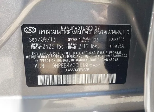 5NPEB4AC0DH808437 2013 2013 Hyundai Sonata- Gls 9