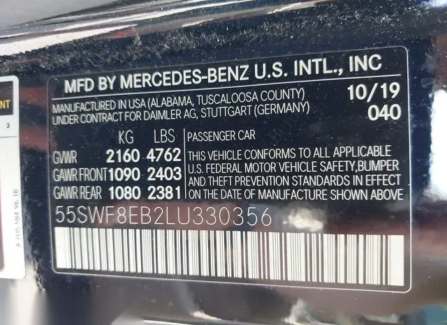 55SWF8EB2LU330356 2020 2020 Mercedes-Benz C 300- 4Matic 9