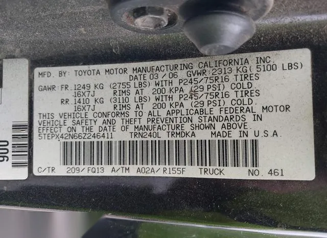 5TEPX42N66Z246411 2006 2006 Toyota Tacoma 9