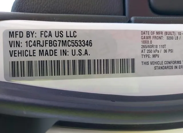 1C4RJFBG7MC553346 2021 2021 Jeep Grand Cherokee- Limited 4X4 9