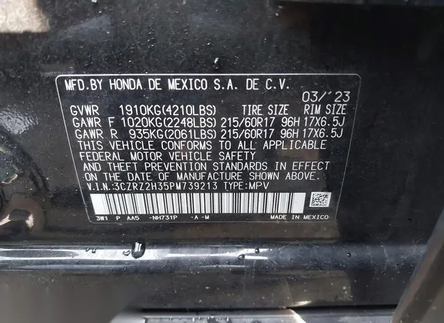 3CZRZ2H35PM739213 2023 2023 Honda HR-V- Awd Lx 9