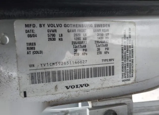 YV1CM592651146627 2005 2005 Volvo XC90- 2-5T Awd 9