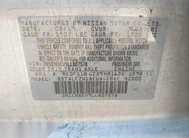 3N1CN8EV9LL807578 2020 2020 Nissan Versa- Sv Xtronic Cvt 9